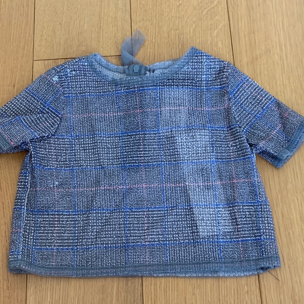 Biscotti Blue and Gray Checkered Kids Blouse